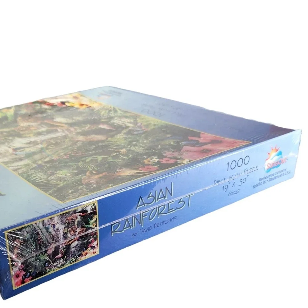 Asian Rain Forest Puzzle 1000 Pieces Jungle Animals Made USA Lg 19 x 30 New READ